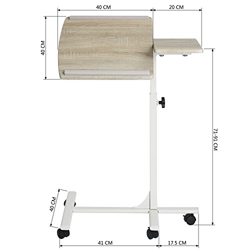 Einstellbare Laptop Tisch Sofa Nachttisch Coavas Overbed Tabelle 5 Einstellbare H?he Platz sparen bewegliches robustes Notebook Computer Stand Schreibtisch (Buche) - 5