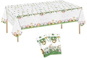 SERYUUT 3 stycken djungel bordsduk födelsedag, 108 x 180 cm safari bordsduk barn födelsedag, PE plastfilt vattentät oljeresis