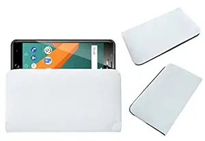 Acm Rich Soft Handpouch Carry Case Compatible with Panasonic P9 Mobile Leather Cover White