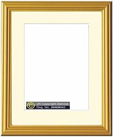 New Enem Square Standard Gold Photo Frame With Mount Multi Aperture Picture Poster Frame LW (20"x16" for Image size A3, Gold Frame - Ivory Mount)