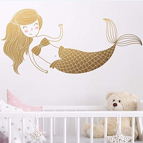 Preisvergleich Produktbild Nette Meerjungfrau Wandaufkleber Abnehmbare Vinyl Meerjungfrau Wandtattoo für Schlafzimmer Kinderzimmer Tapete Home Mädchen Raumdekoration -31x66 cm