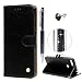 Produktbild iAdvantec Honor 7A / Huawei Y6 2018 Hülle Case, Filp PU Leder Wallet Handyhülle Flipcase : Bookstyle Ölwachs Tasche Brieftasche Schutzhülle inSchwarz + Anti Staub Stöpsel + Stylus