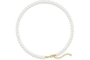 LULIYLDJ 1 Stück Damen Perlenkette kurz rund Imitationsperle Braut Hochzeit Perle weiß