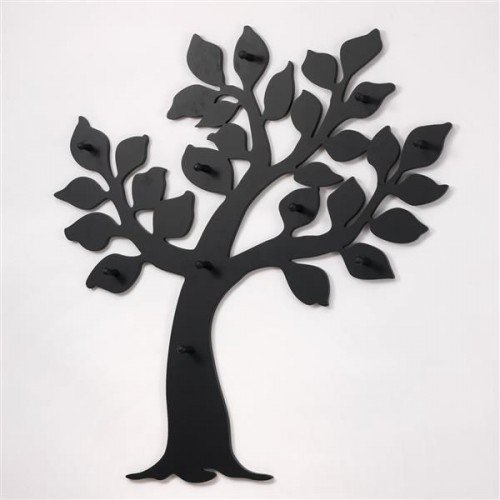Appendiabiti albero a parete nero forma di albero nero mdf legno 100x93
