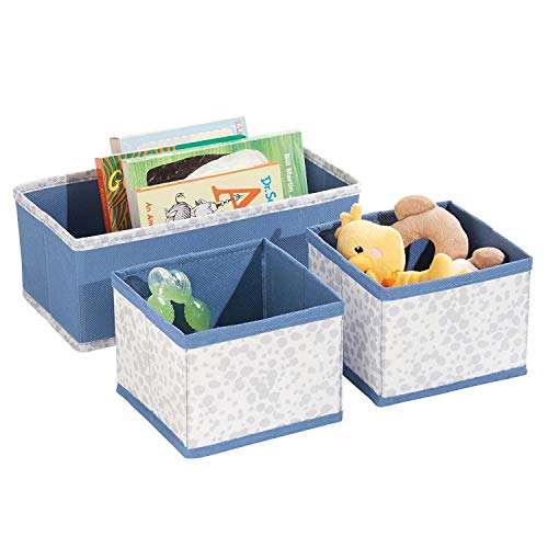mDesign-bote-de-rangement-pour-chambre-denfant-en-polypropylne-lot-de-4--bac-de-rangement-pour-accessoires-de-bb--aussi-comme-organiseur-de-tiroir-armoire-table--langer--bleu-et-gris