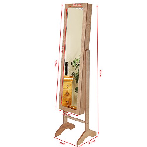 Songmics 153 x 35,5 x 35 cm Schmuckschrank Spiegelschrank Holzfarbe JBC77M - 7