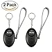Produktbild Personaler Alarm, M.Way 2 Stück Persönlicher Mini Alarm 130DB Sicherheitsalarm LED Taschenlampe SOS Notfall Schlüsselbund tragbarer Notfallalarm Schlüsselanhänger für Kinder, Frauen, ältere Menschen Schwarz