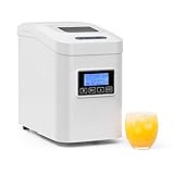 KLARSTEIN Lannister - glaçons, Glace, Ice Maker, 10 kg / 24 h, 3 Tailles, 8-10 MN, 1,1 l, minuterie, recirculation, LCD, Nettoyage Automatique, fenêtre de contrôle, Pelle, Blanc