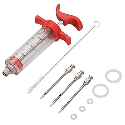 ZITFRI Seringue Alimentaire de Cuisine Injecteur Marinade 30ml avec 3 Aiguilles et 1 brosse, Seringue a Saumure Injecteur de Viande pour Poulet Bœuf Dinde Viande Rôtis Barbecue