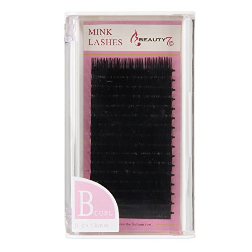 Beauty7 Black Individual Silk Tray Lashes Eyelashes for Eyelash Extension Natural B Curl 0.20mm Thickness 6-14mm Length Fake Eyelashes Individual Eyelash Extensions