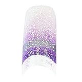TOOGOO(R) 70 Pcs Colorful Sparkling False Nail Tips Glitter Colors Wide Acrylic Nail Art Tips(White purple silver)