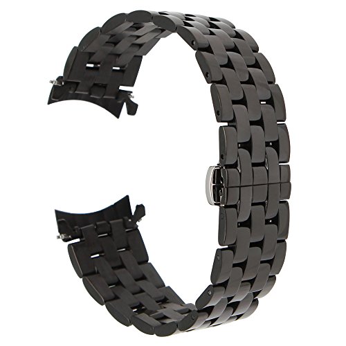 Preisvergleich Produktbild TRUMiRR Gear S3 Armband, 22mm Edelstahl Uhrenarmband gebogenen Endriemen Schmetterling Wölkchen Armband für Samsung Gear S3 Classic / Frontier, Moto 360 2 46mm Männer