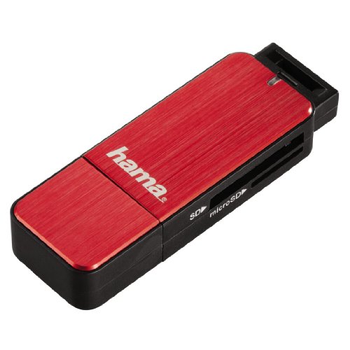 Hama Kartenleser mit Aluminiumgehäuse (SD, SDHC, SDXC, microSD/microSDHC/microSDXC, USB 3.0), rot