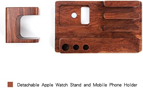 PTCM all in 1 Bamboo Wood Charge Dock Holder for Watch & Charging Stand Bracket Docking Station Stock Cradle Holder for watch All Phone (Mahogany)