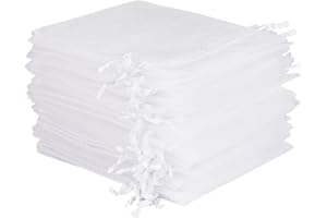 SXUUXB 100 Stück Organzasäckchen 30x40 cm Weiß Säckchen zum Befüllen Geschenksäckchen mit Kordelzug für Verpackungstüten, Seifensäckchen, Schmuckbeutel, Geschenktüten