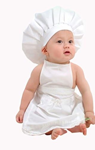 CHEFSKIN UK Baby/Toddler Set Includes: Apron + Jacket + Hat in White, 65/35 Polycotton Light Twill Perfect for your Little Chefs in Training, Gifts or Party Favors! Baby/Toddler