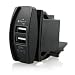 Produktbild JullyeleDEgant Universal 3.1A Motorrad Auto Boot Dual USB Power Ladegerät Port Buchse Stecker mit LED-Licht Wasserdichte Auto Power Charger