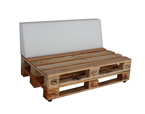 SUENOSZZZ- Respaldo de HR para palet. Enfundado en Polipiel hidrofugo Blanco (Repelente al agua - impermeable.) Exterior e interior. 120 x 80 x 40 x 15 (Forma de cuña)