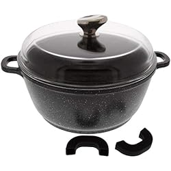 Pradel Excellence - 52340M - Faitout 28 cm "Façon Pierre" en Fonte Aluminium avec Couvercle en Verre, tous Feux dont Induction