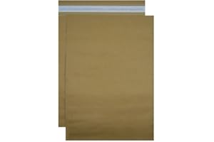 OFITURIA Bolsas de Papel Kraft para Envíos con Apariencia Cartón. Opaco con Autocierre Fácil Adhesivo y Resistente. Sobres Grandes Marrones Portadocumentos (10 uds, 300 x 360 x 100 mm)