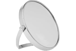 PARSA BEAUTY Espejo Multifuncional en Plata – Espejo baño Compacto con Aumento 5X – Giratorio 360°, de Doble Cara & Cromado – Ideal para Viajes, Maquillaje & estilismo Fuera de casa, Ø 9 cm