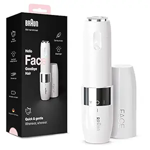 Braun Face Mini Hair Remover FS1000, Electric Facial Hair Removal for Women, Quick & Gentle, Finishing Touch for Upper Lips, Chin & Cheeks, Ideal for On-The-Go, with Smartlight, White Color