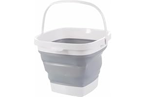 König Design Seau pliable, peu encombrant et robuste, sans BPA, poignée ergonomique, pour la maison, l'extérieur, gris, 3 l