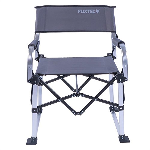 FUXTEC faltbarer Klappstuhl Anglerstuhl Campingstuhl FX-NC-117 grau klappbar mit robustem Alugehäuse, gepolsterte Armlehnen, platzsparend, mit Tragegriff, äußerst belastbar bis 120 kg – Das Original mit Qualität! - 2