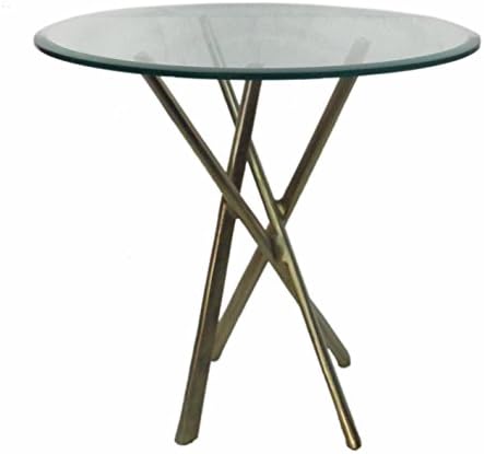 JWLC Imports 713042N  Accents Aluminum End Table with Glass Top, 21.26" by 21.26" by 20.39"