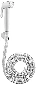 KKD ABS Health Faucet J-Type with 1 Metre Stainless Steel Tube and ABS Hook Complete Set (Chrome Finish)