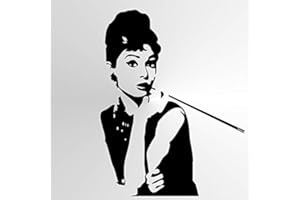 ARTISTIC SPONGE Wiederverwendbare Schablone von Audrey Hepburn, große Größen, Wanddekoration, moderne Schauspielerin Film / Audrey (Mylar A4 210x297mm)