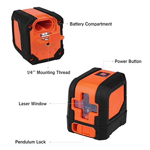 SUAOKI Kreuzlinienlaser, Baulaser Arbeitsbereich 10 m, Kreuz-Linienlaser Neigungsfunktion, Mini CrossLine Laser IP 54 Staub- und Spritzwasserschutz, mit Schutztasche - 2