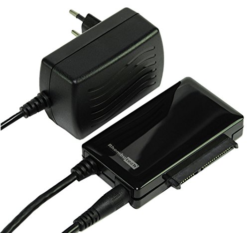 RHOMBUTECH® - AKTIV USB 3.0 zu SATA Adapter - Konverter für 2.5/3.5/5,25 Zoll SATA HDD/SSD/DVD-Laufwerke - USB 3.0 - SATA 3 - mit 12V 2A Netzteil für 3,5/5,25 Zoll HDD/DVD Laufwerke
