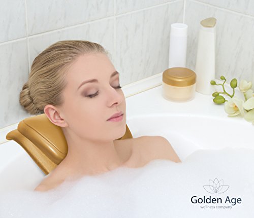 GoldenAge Komfort Badekissen - Optimales Badewannenkissen mit Saugnäpfen. Höchster Komfort für Kopf und Nacken