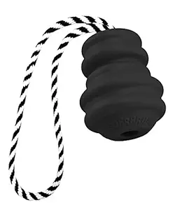 Multipet Gorrrrilla Cotton Tug Extra Durable Rubber Dog Toy with Opening for Treat at The Bottom, 4.5