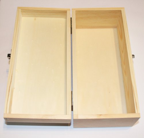 Holzbox – Echt Kiefernholz – rechteckig – mit Deckel – Metall Verschluss – (1x1Stück) (L: innen ca.215/94/85mm) - 6