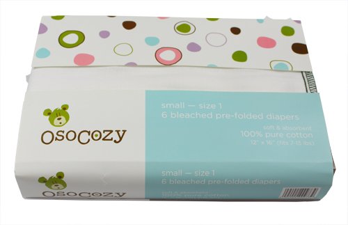 OsoCozy Prefold Cloth Nappies (Size 1, Pack of 6)