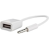 INF USB-Adapter mit 3.5 mm Klinkenstecker, USB-Klinke Adapter, Auto AUX Audio Plug zu USB 2.0 Port, AUX-USB Konverter Kabel -