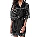 Produktbild OverDose Boutique Morgenmäntel Nachthemden für Damen, Bademantel Robe Erotik Negligees 1/2 Arm V-Ausschnitt Mit Spitzenbesatz Kurz Nachtkleid Sleepwear Schlafmantel Kimono mit Gürtel und G-String