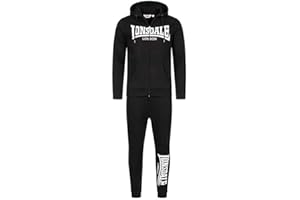 Lonsdale Tuta uomo cappuccio slim fit FEENY L, Nero/Bianco