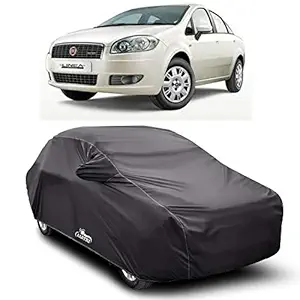 Drench Water Resistant - dust Proof - car Body Cover for Compatible with Fiat Linea car Cover - Water Resistant UV Proof - car Body Cover (Grey with Mirror)