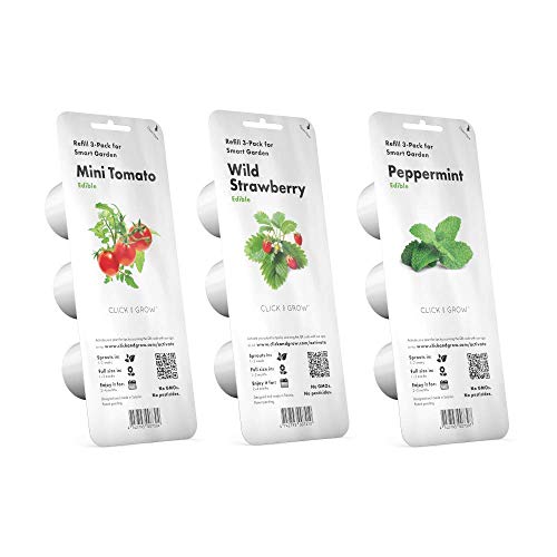 Click & Grow Starter Pack Cucina - Set di 3 confezioni di capsule per Smart Garden 3 e Smart Garden 9 C&G: Pomodorini, Fragole e Menta