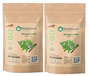 HerbsLand Organic Bhringraj Powder (Eclipta Alba) for hair growth and conditioning and shampoo (200 gm)