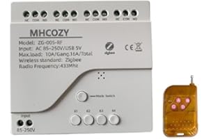 MHCOZY Módulo de interruptor de relé ZigBee de contacto seco 220V de 4 canales,control remoto de la aplicación de vida inteligente de tuya, en colaboración con la página principal de Alexa Google