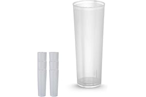 PARENCE.- Lot de 20 Verres Tubes en Plastique Dur Réutilisable - 33cl / Grande Contenance