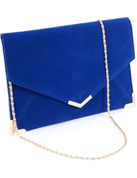 Damen Umschlag Tasche Wildleder Clutch Bag Abendtasche Umhaengetasche