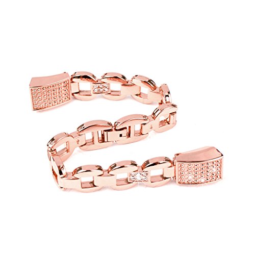 Für Fitbit Alta HR Armband Rosa Schleife® Smart Watch Band Edelstahl Glitter armbänder Wrist Strap Uhrenarmband mit Metallschließe und Schnalle Ersatzarmband Replacement Wristband für Fitbit Alta Fitness Armband - 3