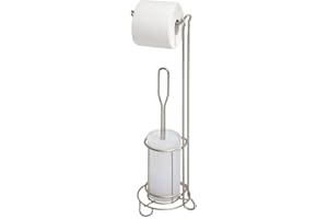 mDesign Porte Papier Toilette sans perçage – dérouleur Papier WC pour la Salle de Bain Pratique – dérouleur Papier Toilette Intelligent avec Brosse WC – Couleur : Doré