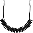 chubbycable Curly Chubby - Retractable Fast Charging Cable 240W Coiled Charger Cord for Car Durable USB-C Cable for Phones, Tablets and More, Black, Type-C to Type-C, 1.3FT-2.3FT