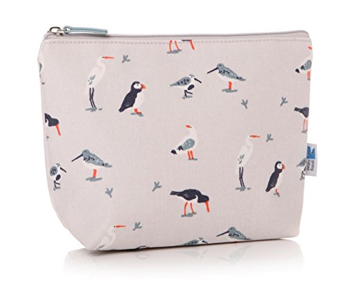 LilyRosa® RSPB Beige Puffin Stork gaviota pájaro maquillaje cosmético bolsa de lavado